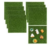 GZGXKJ 8 Pièces Herbe Artificiel Gazon 15x15cm Pelouse Miniature Gazon Réaliste Herbe Mousse Miniature pour Jardins Miniatures DIY Décorations de Maison de Poupée Micro Paysage