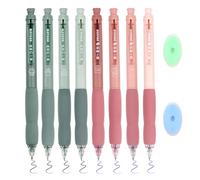 GZGXKJ 8pcs Stylo Kawaii Effaçable 0,5 mm, Mignon Animaux Bleu&Noir Avec 2 Gommes pour Papier à Lettre Scolaire Et Fournitures De Bureau (Rose/Vert)