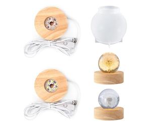 GZGXKJ Base Moule à Boule Décorative époxy avec Deux Porte-Lampes LED Sphérique en Résine époxy DIY Lampe Sphérique Unique pour Faire Divers Styles de Lampes à Balle