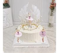 GZGXKJ Décoration Gâteau de Ballerine Ballet Dancer Girl Cake Toppers Gâteau Princesse des Glaces Décoration de Gâteau D'anniversaire Joyeux Anniversaire Fée Princesses 5 Pièces