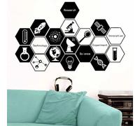 GZGZG Autocollant mural en PVC noir pour expérience de chimie scolaire autocollant décoratif pour bureau d'étudiant en sciences salle de classe scientifique