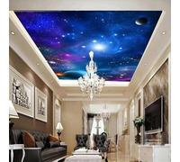 GZGZG Papier peint autocollant mural 3D représentant l'univers un ciel étoilé coloré décoration artistique pour le plafond du salon et de la chambre