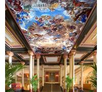 GZGZG Papier peint de plafond 3D mural style ethnique figure peinture à l'huile salon chambre plafond art décoration peinture murale