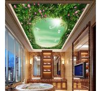 GZGZG Papier peint mural autocollant 3D avec roses et colombes motif paysager pour la décoration du plafond du salon et de la chambre