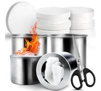 GZhaimai Lot de 10 Laine de Verre céramique + 2 brûleurs à éthanol - Mèche céramique pour cheminée de Table, avec Ciseaux (Fibre céramique, 8,6 × 2,8 cm)