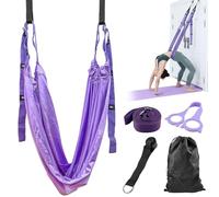 GZhaizhuan Hamac de Yoga Aérien, Sangle de Yoga en Polyester et Coton Réglable pour Ballet Pilates Gymnastique Flexibilité, avec Fitness Ceinture Élastique