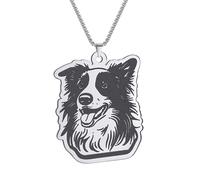 GZHENGZG Collier pour Hommes, Bijoux pour Femmes Cartoon Fluffy Border Collie Pendentif Ras de Cou Animal de Compagnie Collier pour Femmes Bijoux Fête Ami Cadeaux Cadeau