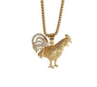 GZHENGZG Colliers pour hommes et bijoux pour femmes Collier pendentif animal poulet gaulois français pour hommes et femmes Hip-Hop Rock Fashion Jewelry cadeau