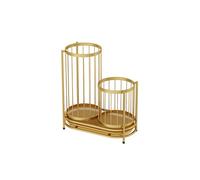 GZHENOZ Porte-Parapluie Creux avec bac d'égouttage pour Petits et Grands parapluies, queues de Billard, battes de Baseball et Jouets pour Enfants, doré, Petite Taille, Forme Rond