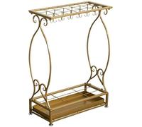 GZHENOZ Porte-parapluies, Porte-parapluies, Porte-parapluies, Porte-parapluies en Fer forgé doré, boîte de Rangement pour parapluies 21 Trous et 24 Crochets, Support de Drainage