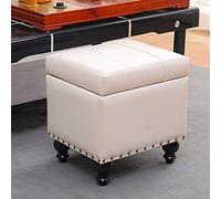 GZHENOZ Pouf de Rangement en Similicuir, Repose-Pieds cubique avec Coffre de Rangement, Tabouret à Langer en Bois Massif, Coffre à Jouets, Y 40 x 34 x 40 cm (16 x 13 x 16 Pouces