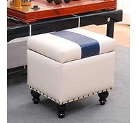 GZHENOZ Pouf de Rangement en Similicuir, Repose-Pieds cubique avec Coffre de Rangement, Tabouret à Langer en Bois Massif, Coffre à Jouets Q 40 x 34 x 40 cm (16 x 13 x 16 Pouces)
