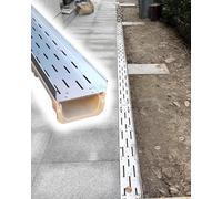 GZHENOZ Système de Drainage de tranchée pour terrasse en Galets Rainstone, Largeur 15 cm, crépines d'égout attrayantes pour Garage et Paysage, Ensemble de bacs à Pierres de rempl