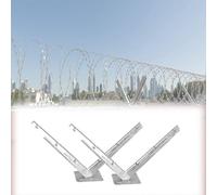 GZHERVICES 1 Paire De Supports De Fil De Rasoir, Support en V Galvanisé À Chaud, Support De Fil De Clôture De Jardin en Accordéon en Rouleau, Support D'extension De Fil Barbelé