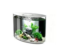 GZHERVICES Aquarium Ovale Moderne pour Bureau avec Éclairage LED 3 Couleurs Et Télécommande, Système De Filtration Silencieux Et Cuve en Acrylique Transparent(Multi-Colored-D)