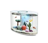 GZHERVICES Aquarium Ovale Moderne pour Bureau avec Éclairage LED 3 Couleurs Et Télécommande, Système De Filtration Silencieux Et Cuve en Acrylique Transparent(Multi-Colored-F)