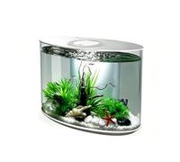 GZHERVICES Aquarium Ovale Moderne pour Bureau avec Éclairage LED 3 Couleurs Et Télécommande, Système De Filtration Silencieux Et Cuve en Acrylique Transparent(Multi-Colored-C)