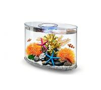 GZHERVICES Aquarium Ovale Moderne pour Bureau avec Éclairage LED 3 Couleurs Et Télécommande, Système De Filtration Silencieux Et Cuve en Acrylique Transparent(Multi-Colored-G)
