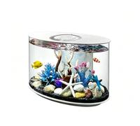 GZHERVICES Aquarium Ovale Moderne pour Bureau avec Éclairage LED 3 Couleurs Et Télécommande, Système De Filtration Silencieux Et Cuve en Acrylique Transparent(Multi-Colored-A)