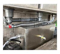 GZHERVICES Bac à Graisse Commercial, séparateur d'eau et d'huile sous évier, avec entrée supérieure en Acier Inoxydable, pour Restaurant, café, Cantine, Usine et Cuisine(Silver-Right,50x25x25cm)