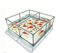 GZHERVICES Bassin À Carpes Koï Hors-Sol avec Fenêtre De Visualisation Transparente Et Vanne De Vidange, Bac À Poissons en Toile PVC sur Cadre, Adapté Aux Bassins, Aquariums(Clear-0.9m,2x1.5m)
