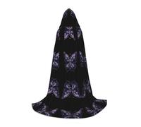 GZHYHAKAN Cape à capuche avec imprimé papillon violet pour adolescents, parfaite pour Halloween, les jeux de rôle et les fêtes à thème