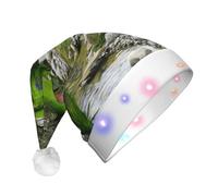 GZHYHAKAN Chapeau de Noël à DEL imprimé herbe verte printanière pour adulte, parfait pour Noël, Halloween et les fêtes du Nouvel An