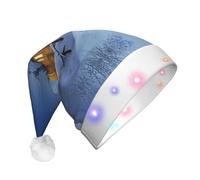 GZHYHAKAN Chapeau de Noël en bois rustique avec imprimé paysage de chalet à LED pour adulte, parfait pour Noël, Halloween et fêtes du Nouvel An