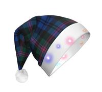 GZHYHAKAN Chapeau de Noël LED bleu et vert à imprimé tartan écossais pour adulte, parfait pour Noël, Halloween et les fêtes du Nouvel An