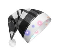 GZHYHAKAN Chapeau de Noël LED noir et blanc à carreaux pour adultes, parfait pour Noël, Halloween et les fêtes du Nouvel An
