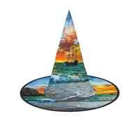 GZHYHAKAN Chapeau de pirate avec imprimé bateau au coucher du soleil pour Halloween, fêtes, carnavals, jeux de rôle, léger, confortable