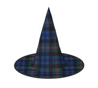 GZHYHAKAN Chapeau d'Halloween imprimé tartan écossais bleu et vert pour fêtes, carnavals, jeux de rôle, léger, confortable