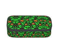 GZHYHAKAN Green Ghost Horror Trousse à crayons Motif citrouille d'Halloween Résistant aux rayures Solution de rangement multifonction pour l'école, le travail et les voyages, Noir , Taille unique
