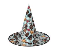 GZHYHAKAN Joli chapeau d'Halloween imprimé chien carlin pour fêtes, carnavals, jeux de rôle, léger, confortable