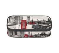 GZHYHAKAN Red Phone Booth London Street Print Trousse à crayons résistante aux rayures Solution de rangement multifonction pour l'école, le travail et les voyages, Noir , Taille unique, Cartable