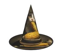 GZHYHAKAN The Cat Eating Corn Print Halloween Hat For Party Carnavals and Role Play - Léger et confortable