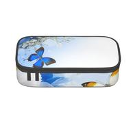 GZHYHAKAN Trousse à crayons avec imprimé fleurs et papillons - Résistante aux rayures - Solution de rangement multifonction pour l'école, le travail et les voyages, Noir , Taille unique, Cartable