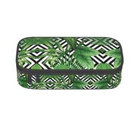 GZHYHAKAN Trousse à crayons avec motif feuilles vertes de palmier et plantes tropicales - Résistante aux rayures - Solution de rangement multifonction pour l'école, le travail et les voyages, Noir