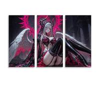 GZHYMXOZ Lot de 3 affiches sur toile inspirées d'un ange gothique rose foncé - Décoration murale pour chambre à coucher - 30 x 60 cm - Style sans cadre