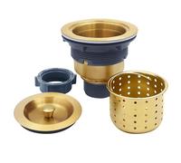 GZILA Kit d'assemblage de filtre de vidange d'évier de cuisine de 8,9 cm - Crépine profonde avec couvercle d'étanchéité - Acier inoxydable 304 doré brossé