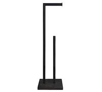 Gzila Support de Papier Toilette sur Pied avec réserve, Base Lourde en marbre en Acier Inoxydable SUS304 (Noir)