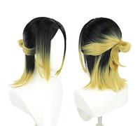 GZIRUE Perruque pour Kenma Kozume Cosplay Wig Perruque Courte Jaune Doré Noir Anime Costume with Wig Cap