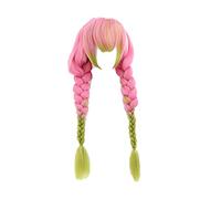 GZIRUE Perruque pour Mitsuri Kanroji Cosplay Wig Perruque Rose Verte Longs Tressage Tressée Cheveux Costume Lolita