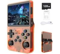 Gziztx Console de jeu rétro portable R36S - Plus de 21 000 jeux classiques, écran IPS 3,5", 64 Go/128 Go de stockage, système Linux (Orange - 128G)