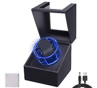 Gziztx Remontoir automatique avec lumière LED, coussin souple et flexible, bloc d'alimentation, moteur silencieux, 5 modes de rotation, 1 emplacement, Noir