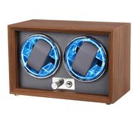Gziztx Remontoir de montre automatique avec LED, Grain de bois foncé avec 2 emplacements, 2 slots