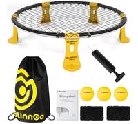 Gziztx Roundnet Kit de jeux d'extérieur avec 3 balles, filet de jeu et filet de compétition, sac, pompe et instructions (français non garanti)