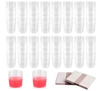 GZjiyu 80 Pcs Verre Doseur, 30ml Becher Plastique Avec 80 Pcs Touillette Bois pour la Cuisine,de Laboratoire Scolaire,Résine époxy Transparent Doseurs