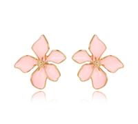 GZJOGO Boucles d'oreilles élégantes à motif floral pour femme, boucles d'oreilles à tige en forme de fleur pastel, accessoires de bijoux, cadeaux romantiques et cool pour elle, Laiton, Pas de pierre