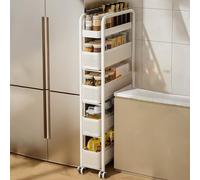 GZKDKZB Chariot de Rangement étroit, unité de Rangement étroite, étagère étroite à roulettes, Armoire de Rangement Haute et étroite, Meuble de Rangement Vertical pour Salle de Bain, Meuble